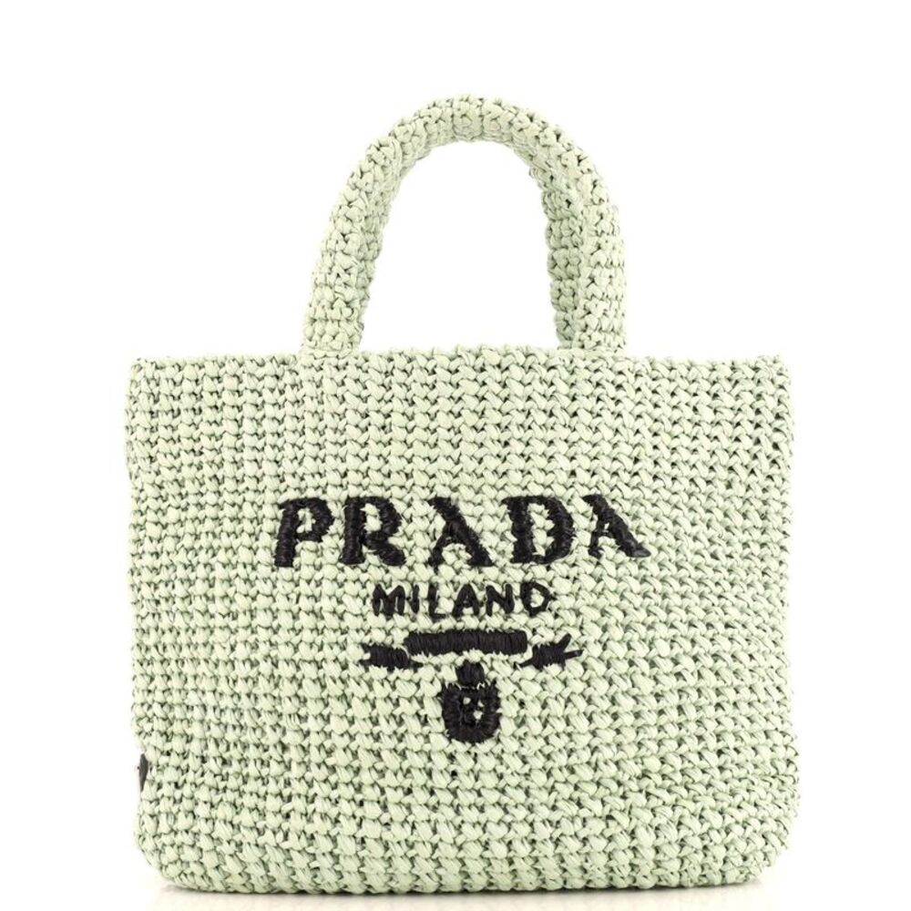 Prada Cream and Black Knit Tote Bag